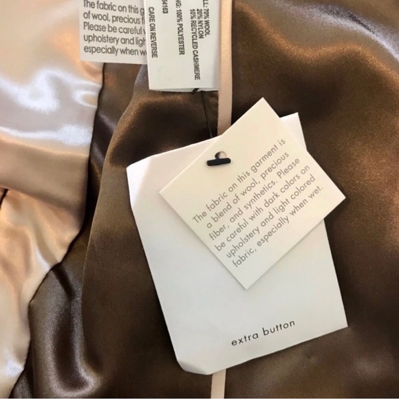 Calvin Klein Ladies Wool Cashmere Blend Classic Pea Coat XS Camel Pockets New - Picture 14 of 16